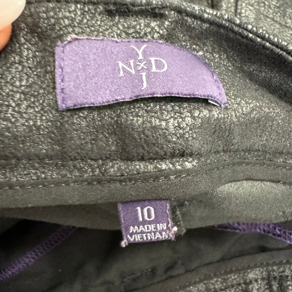 NYDJ Black Faux‎ Leather Textured Leggings Lift Tuck Technology Size 10 Slimming - Picture 5 of 8